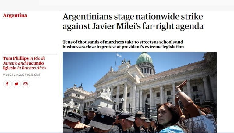 The Guardian publicó una crónica describiendo las calles de Buenos Aires durante el paro general