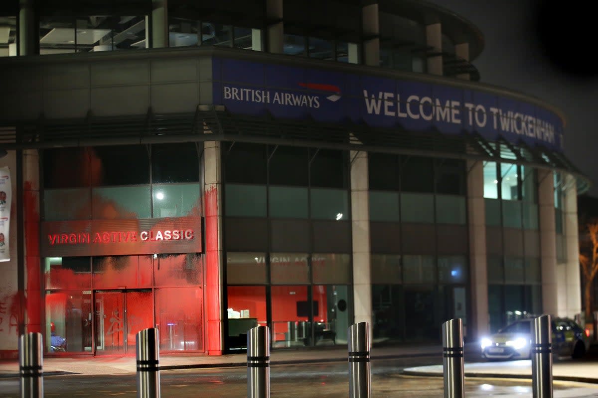 Paint was thrown over Twickenham Stadium (Supplied)