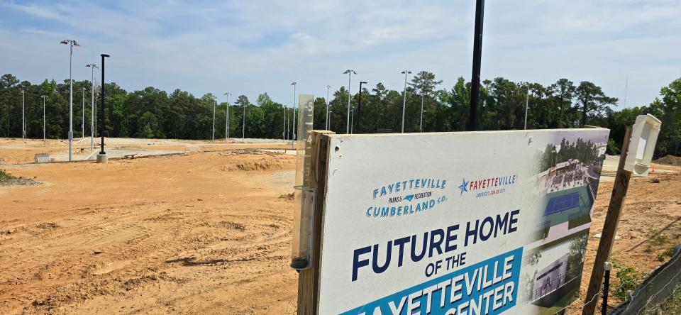 The Fayetteville Tennis Center is under construction on Filter Plant Drive, between Bragg Boulevard and Murchison Road in Fayetteville, NC.