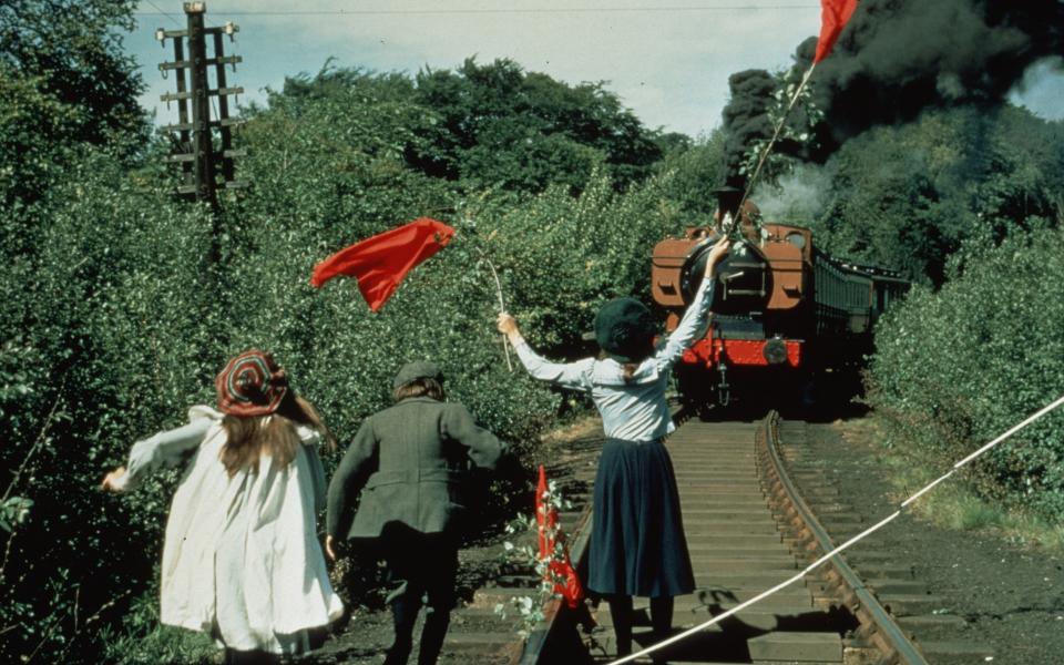 Our young heroes try to stop the train in the opening scenes of The Railway Children (1970) - Capital