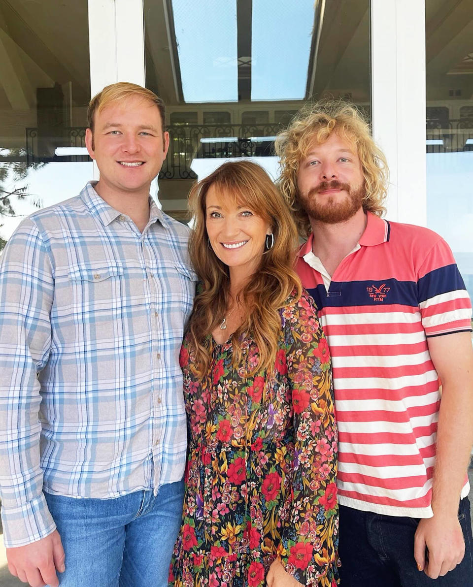 Jane Seymour shared a rare photo with her twin sons Kristopher and John.  (@janeseymour via Instagram)