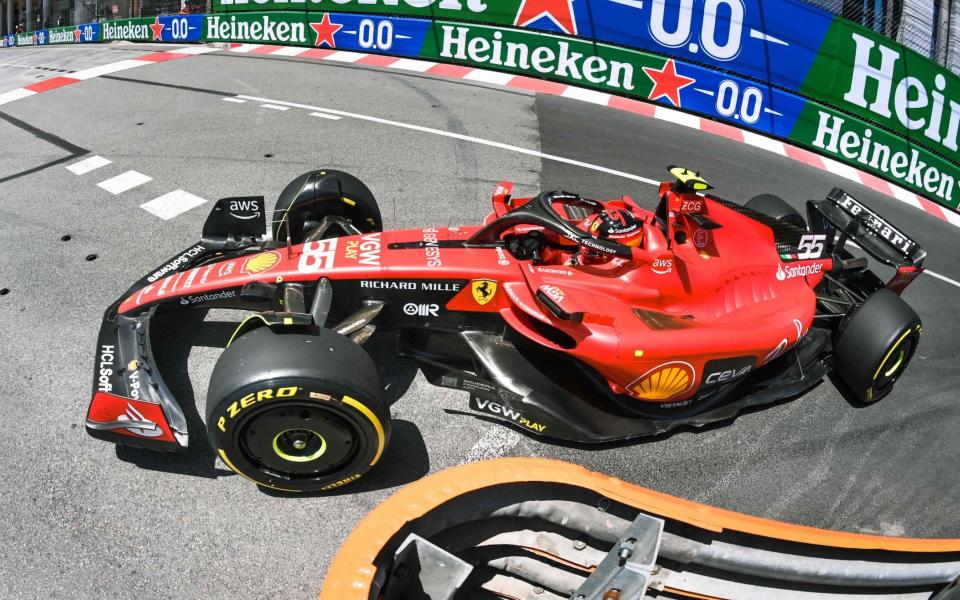 Ferrari's Spanish driver Carlos Sainz Jr drives during the first practice session of the Formula One Monaco Grand Prix at the Monaco street circuit in Monaco, on May 26, 2023 - Getty Images/Olivier Chassignole