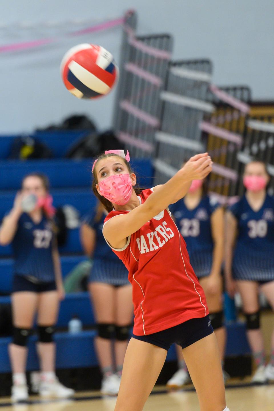 Lacie Nolin gets a strong return on a Fairhaven serve.