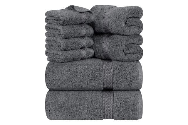 8-Piece Gray Bath Towels Set,2 Oversized Large Bath Towels Sheet,2 Hand  Towels a