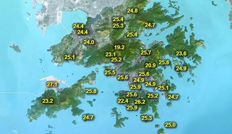 本港地區今日天氣預測大致天晴，最高氣溫約31度。(香港天文台)