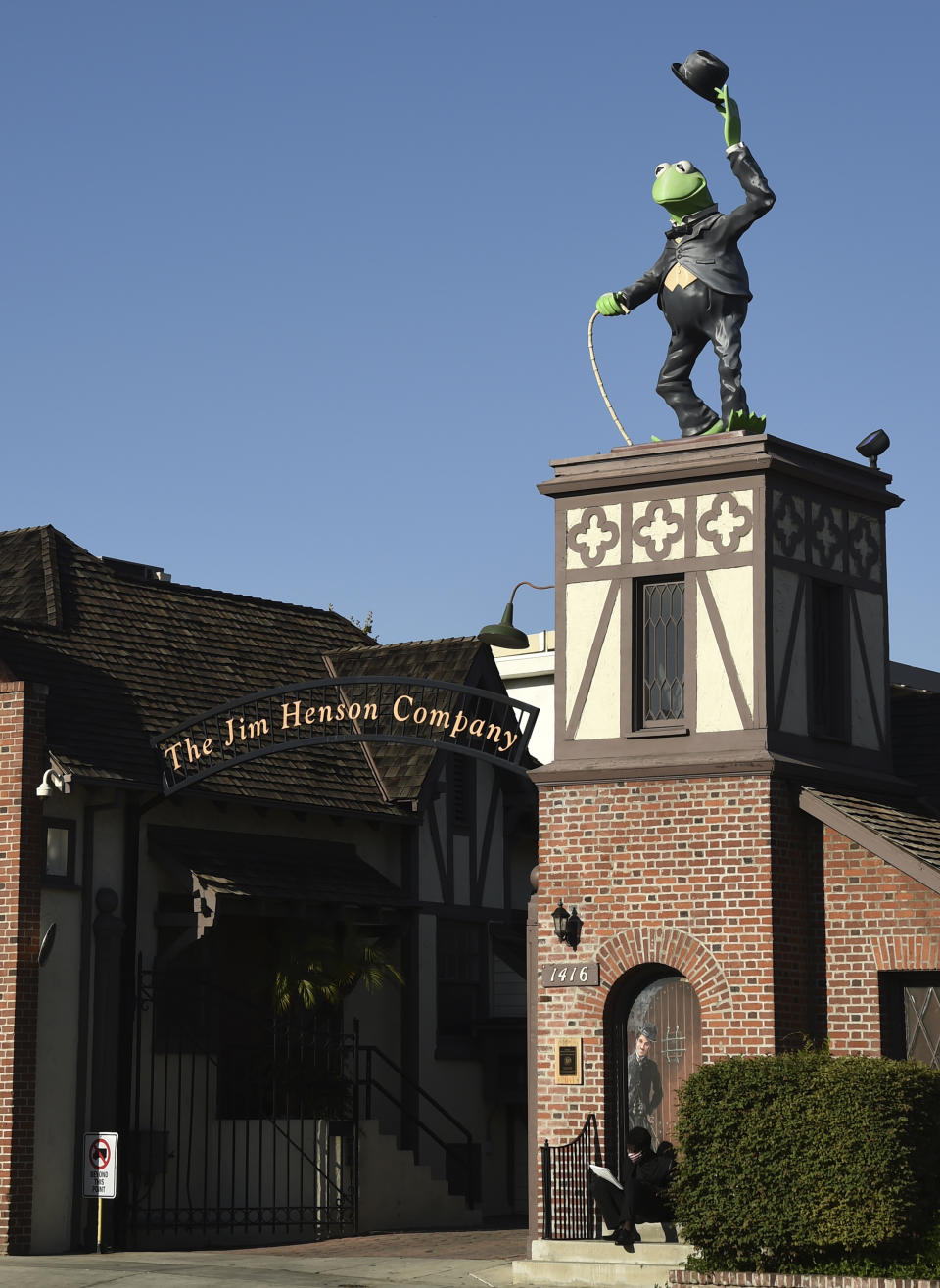 A statue of Kermit The Frog stands at the entrance to The Jim Henson Company, Tuesday, July 7, 2020, in the Hollywood section of Los Angeles. The U.S. government's small business lending program sent pandemic relief money into unexpected corners of the entertainment industry. The Muppet makers say they received about $2 million to keep their 75 workers employed through the coronavirus shutdown. (AP Photo/Chris Pizzello)