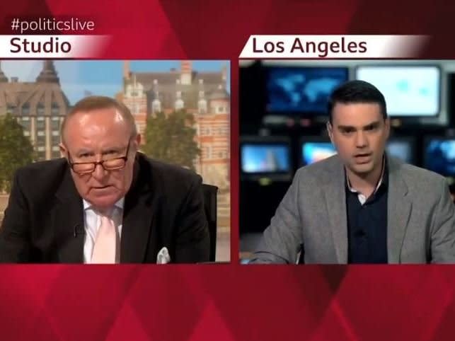 Ben Shapiro, the controversial US political commentator, has admitted that BBC journalist Andrew Neil “destroyed” him in an interview which aired in the UK on Friday.Mr Neil challenged the right-wing pundit’s views on abortion, the tenor of political debates and the Middle East before Mr Shapiro cut the interview short in frustration.The journalist pointed out that Mr Shapiro had previously said Jews who voted for Barack Obama were “Jews in name only” and that “Israelis like to build, Arabs like to bomb crap”.Mr Neil also asked Mr Shapiro about his support for hardline abortion restrictions in the US, which enraged the commentator, who eventually gave up on the interview.“Frankly, I find this whole thing a waste of time,” he said. “You can think whatever you want of me, frankly, I don’t care.“I don’t frankly give a damn what you think of me since I’ve never heard of you.”Before he ended the exchange, the pundit also accused Mr Neil of being “of the left”, which appeared to leave the presenter, a former editor of The Sunday Times, baffled.On Thursday Mr Shapiro, a former Breitbart editor, acknowledged that he had been unprepared for the interview and unfamiliar with the presenter’s work.“As I’m not familiar with him or his work, I misinterpreted his antagonism as political Leftism (he termed the pro-life position in America “barbaric”) – and that was apparently inaccurate,” the pundit wrote on Twitter. “For that I apologise.”After the interview aired on Friday he attempted to poke fun at the exchange.“[Andrew Neil] DESTROYS Ben Shapiro! So that’s what that feels like,” he tweeted.The joke references the titles of a series of YouTube videos which purport to show Mr Shapiro “destroying” fellow commentators in debates.“Broke my own rule, and wasn’t properly prepared,” he added, posting a link to an article supposedly addressing the issues Mr Neil had raised.“Still, it’s Neil 1, Shapiro 0.”