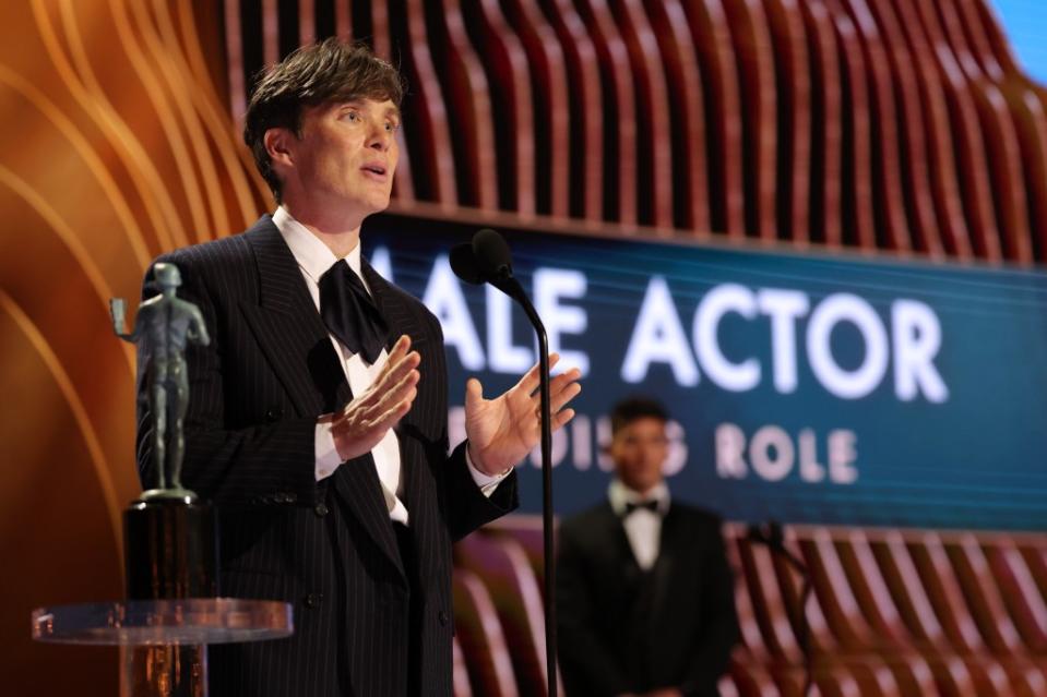 Cillian Murphy is in the lead for the Oscar now after emerging victorious at the SAG Awards. Christopher Polk/Shutterstock for SAG