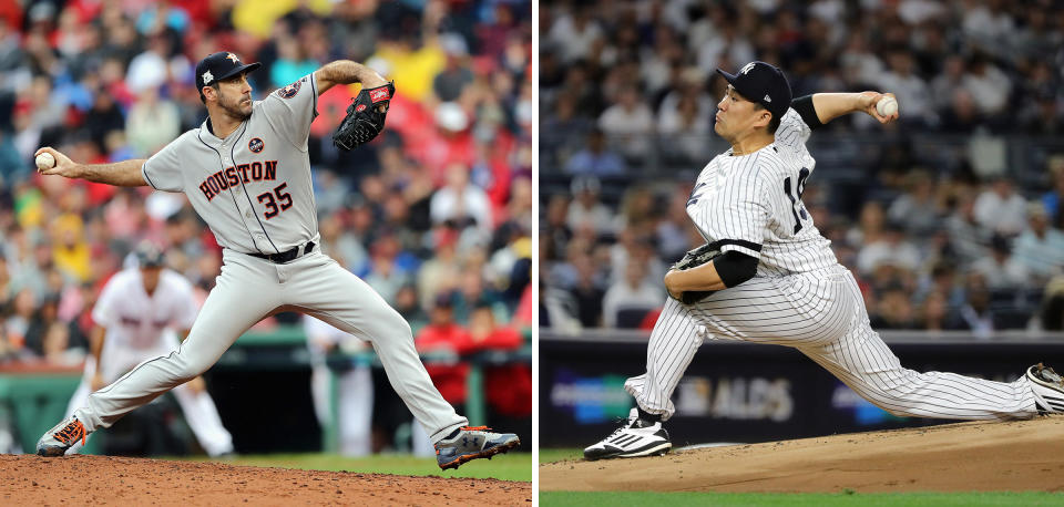 Justin Verlander pitches Game 2 for the Astros and Masahiro Tanaka goes in Game 1 for the Yankees. (Getty Images)