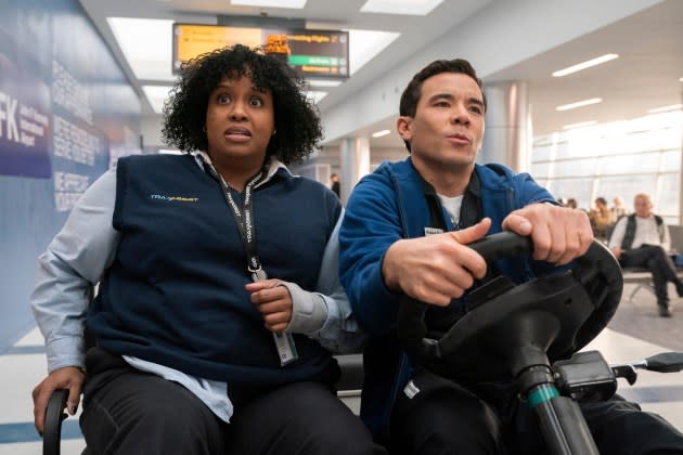 A scene from "How To Die Alone," featuring Natasha Rothwell and Conrad Ricamora - Credit: Ian Watson/Hulu