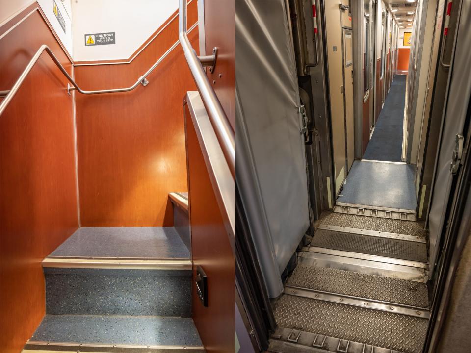 amtrak coast starlight stairs and aisle