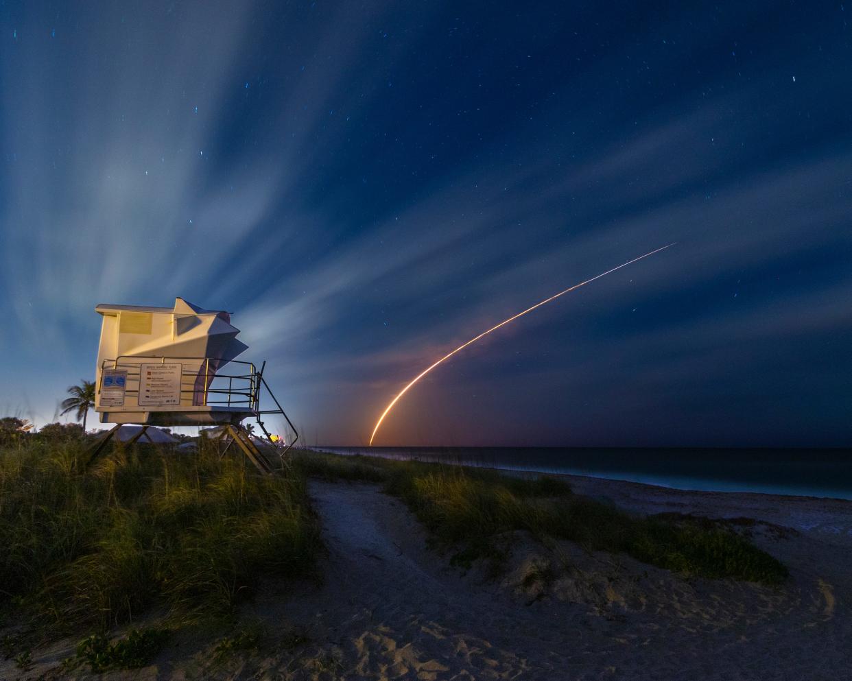 Chris Spain photographed the SpaceX Falcon 9 rocket launch Feb. 2, 2019, from Jensen Beach.