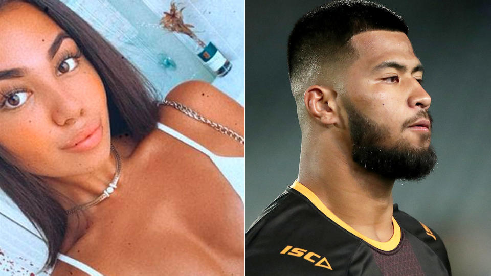 Pictured here, Leilani Mohenoa and her NRL boyfriend Payne Haas are expecting a baby girl together.