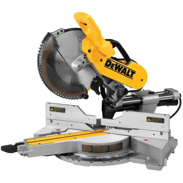 DEWALT 15 Amp Corded 12 in. Double Bevel Sliding Compound Miter Saw, Blade Wrench & Material Clamp