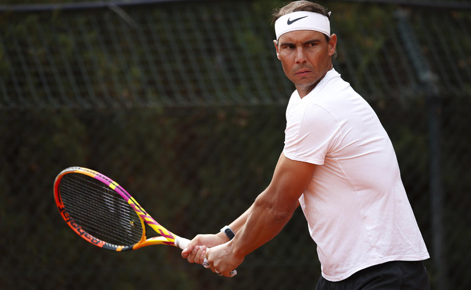 Rafa Nadal, pictured here on the practice court at the Barcelona Open.