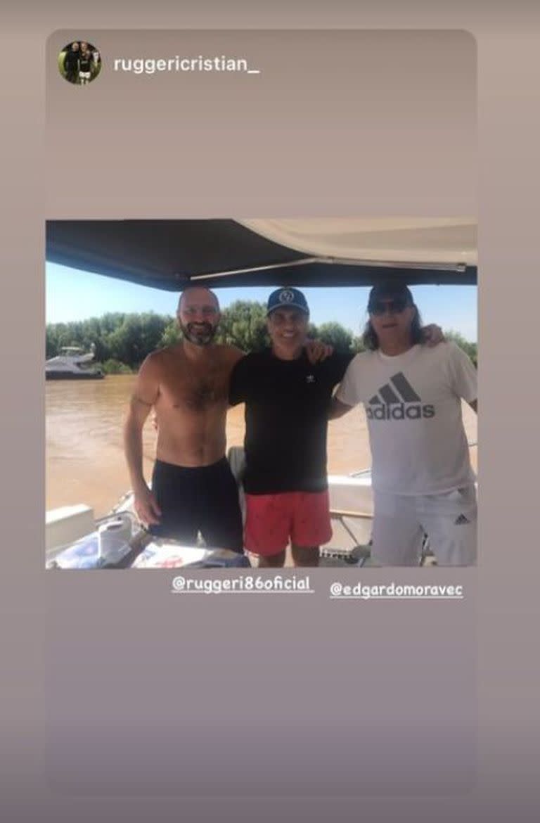 La historia que subió Oscar Ruggeri a su cuenta de Instagram. El "Cabezón" es un amante de la navegación y el río