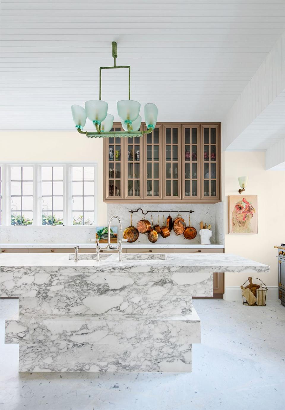 kitchen with marble island with sink