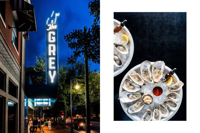 <p>Peter Frank Edwards/Redux</p> From left: The Grey, a restaurant in Savannah, Georgia; oysters at The Grey.