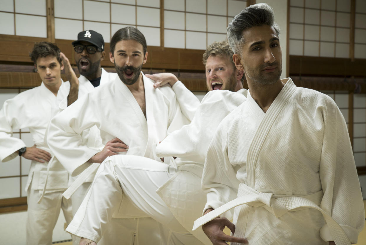 Antoni Porowski, Karamo Brown, Jonathan Van Ness, Bobby Berk and Tan France in "Queer Eye: We're In Japan!" (Photo: Kelli Falls/Netflix)