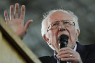 Democratic presidential candidate Sen. Bernie Sanders I-Vt., speaks at a campaign event in Tacoma, Wash., Monday, Feb. 17, 2020. (AP Photo/Ted S. Warren)