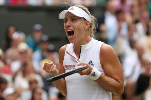 Germany's Angelique Kerber celebrates her progress to the Wimbledon semi-finals