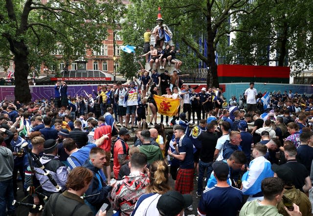 Fans watch England v Scotland