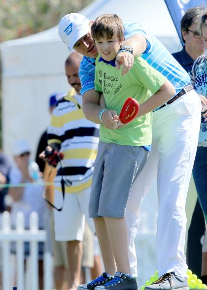 Ernie Els with his son Ben during the Els #GameON Autism clinic in February. (Getty)