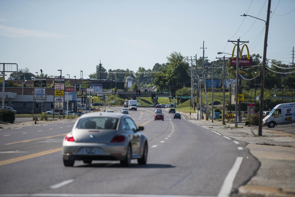 West Florissant Avenue in Ferguson, Missouri, appeared calm last&nbsp;week. But it was the center of much of the 2014 unrest over&nbsp;the shooting death of Michael Brown. (Photo: Damon Dahlen / HuffPost)