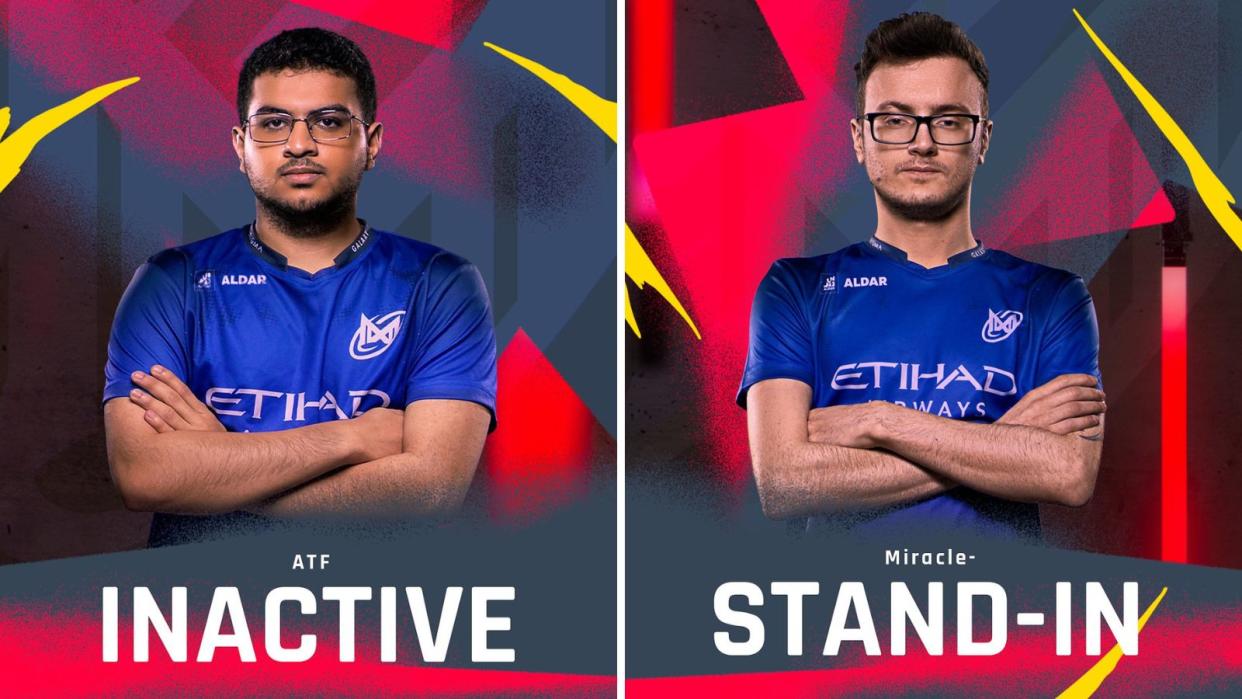 Nigma Galaxy has moved ATF to its inactive roster, with Miracle- making a temporary return to the team as a stand-in for DreamLeague Season 19. (Photos: Nigma Galaxy)