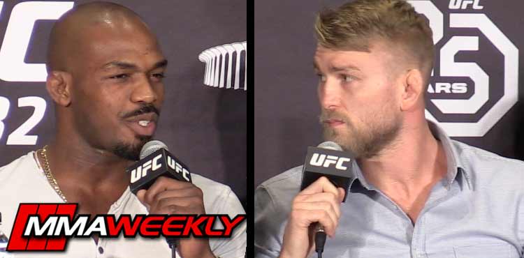 Jon Jones and Alexander Gusafsson spar at UFC 232 press conference