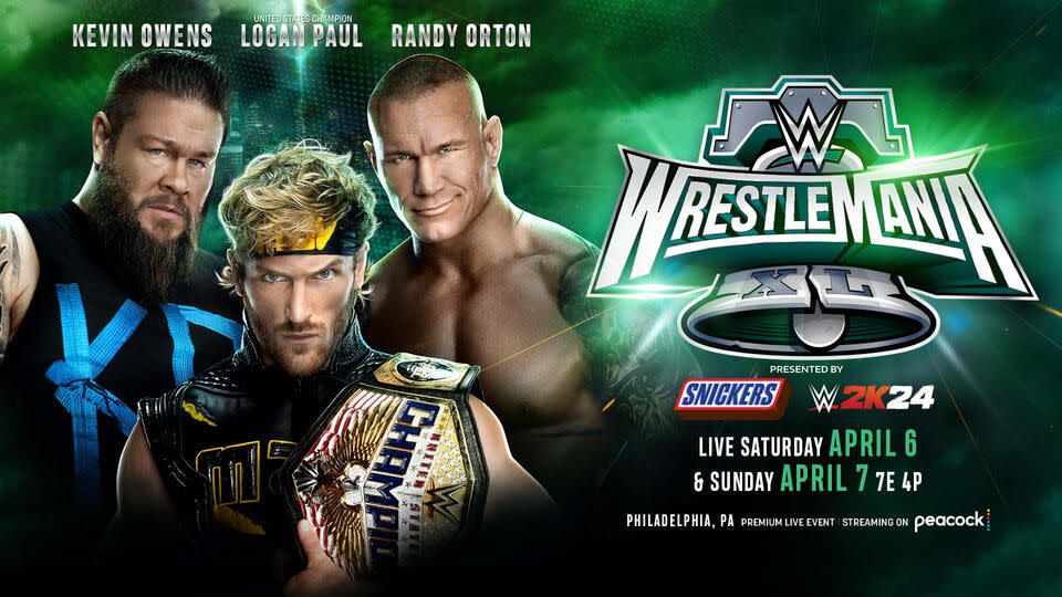 wwe wrestlemania 40 logan paul vs kevin owens vs randy orton