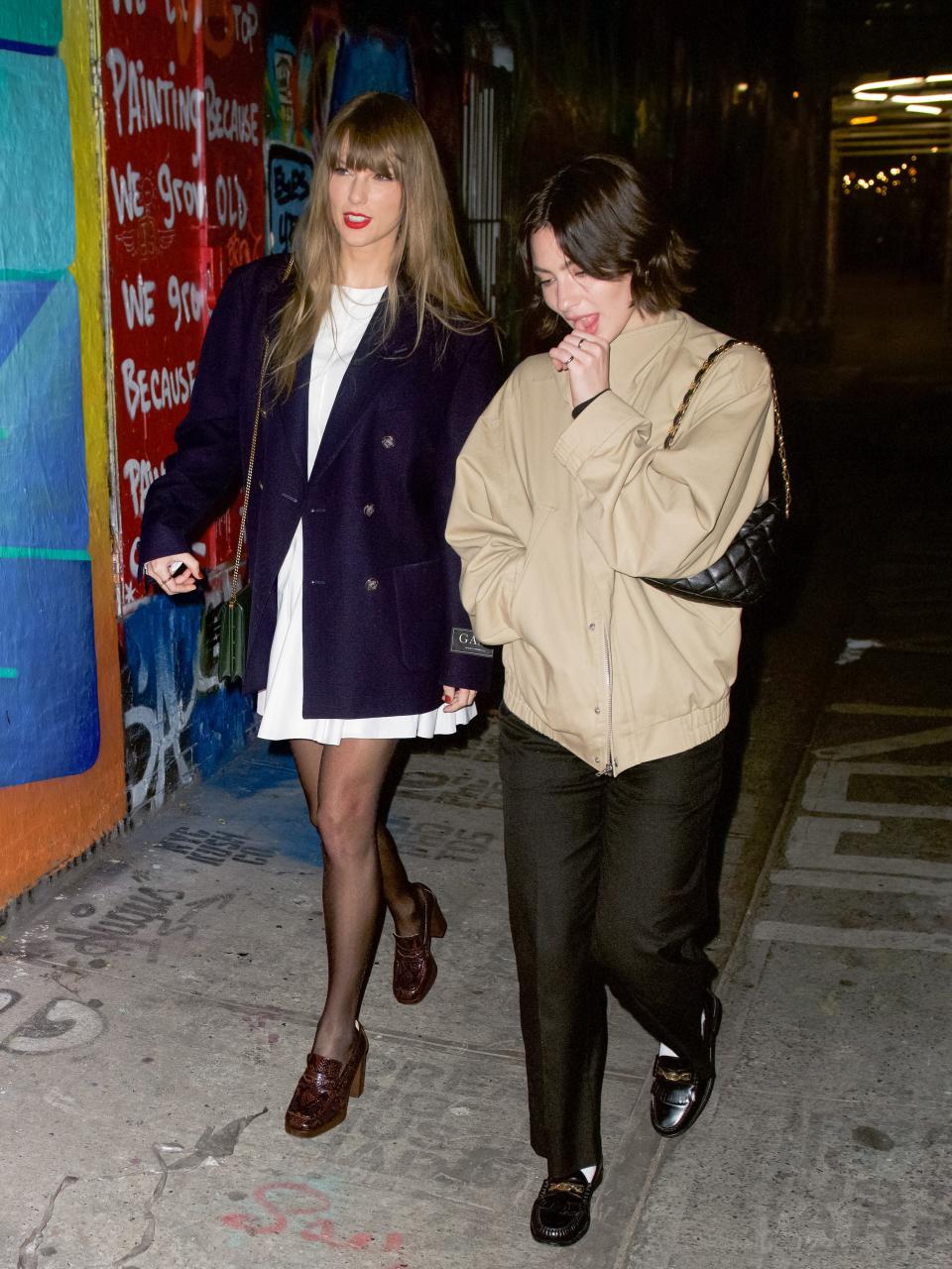 Taylor Swift and Gracie Abrams are seen on November 13, 2023 in New York City.