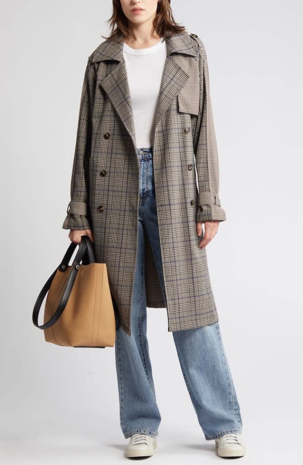 <p>Nordstrom</p><p><a href="https://parade.com/shopping/best-trench-coats-for-women" rel="nofollow noopener" target="_blank" data-ylk="slk:Trench coats;elm:context_link;itc:0;sec:content-canvas" class="link rapid-noclick-resp">Trench coats</a> are synonymous with both spring and fall, otherwise known as the transitional seasons. This Steve Madden version decidedly leans toward the latter, featuring both plaid and houndstooth patterns. Elegant and classic, but still fun and modern, it’s the perfect coat for pairing with jeans, cords, or your favorite work slacks.</p>