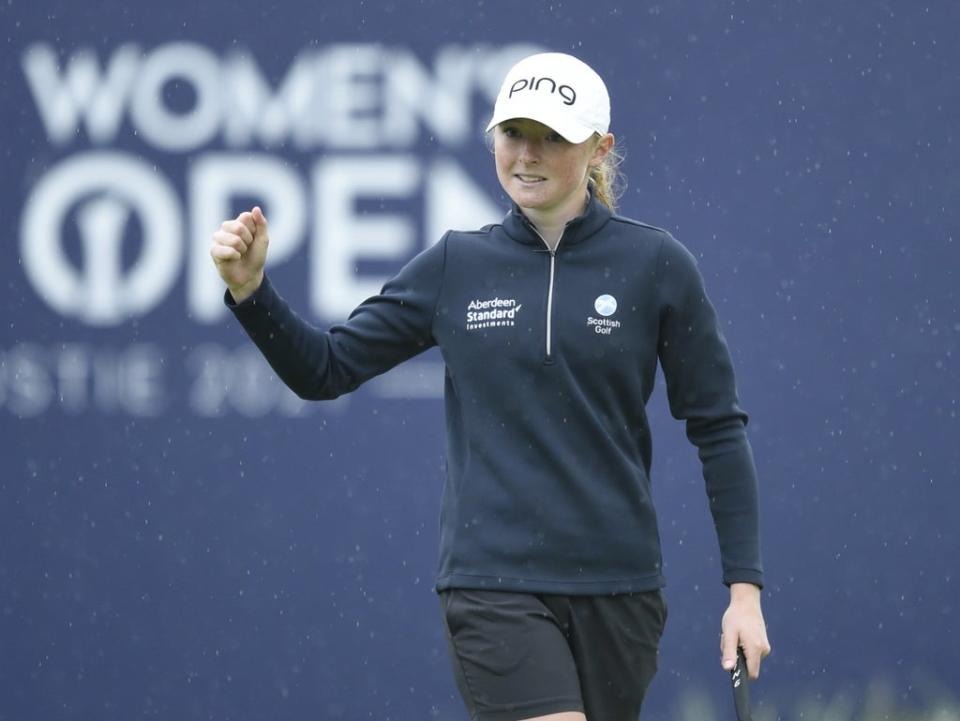 Scotland’s Louise Duncan celebrates a birdie on the 18th at the AIG Women’s Open at Carnoustie (Ian Rutherford/PA) (PA Wire)