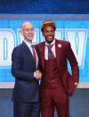 <p>NEW YORK, NY – JUNE 23: Malik Beasley poses with Commissioner Adam Silver after being drafted 19th overall by the Denver Nuggets in the first round of the 2016 NBA Draft at the Barclays Center on June 23, 2016 in the Brooklyn borough of New York City. (Photo by Mike Stobe/Getty Images) </p>