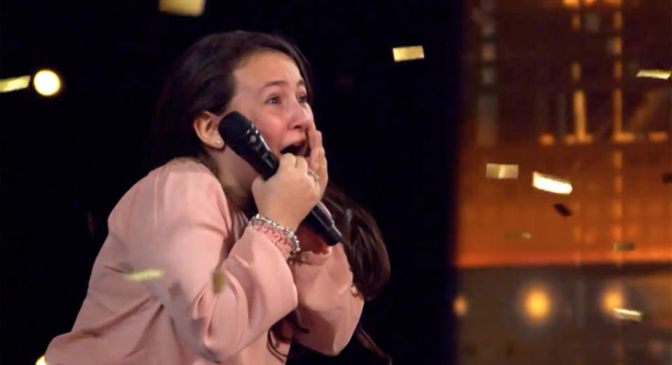 Battaglia couldn't believe it when Sofia Vergara used her Golden Buzzer to send her straight through to the live shows. (America's Got Talent)