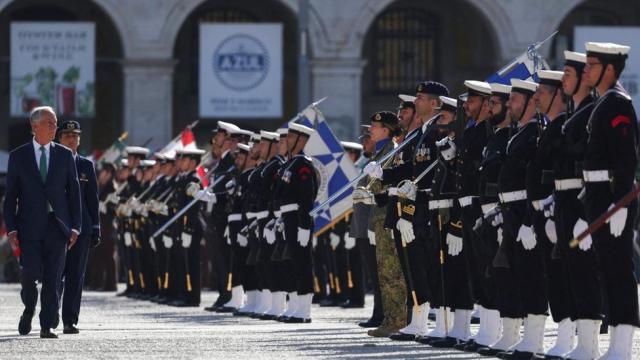 Portuguese President Marcelo Rebelo de Sousa attends a ceremony marking the 50th anniversary of Portugal's Carnation Revolution