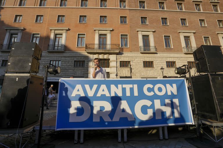 Una manifestación para pedir que Draghi siga