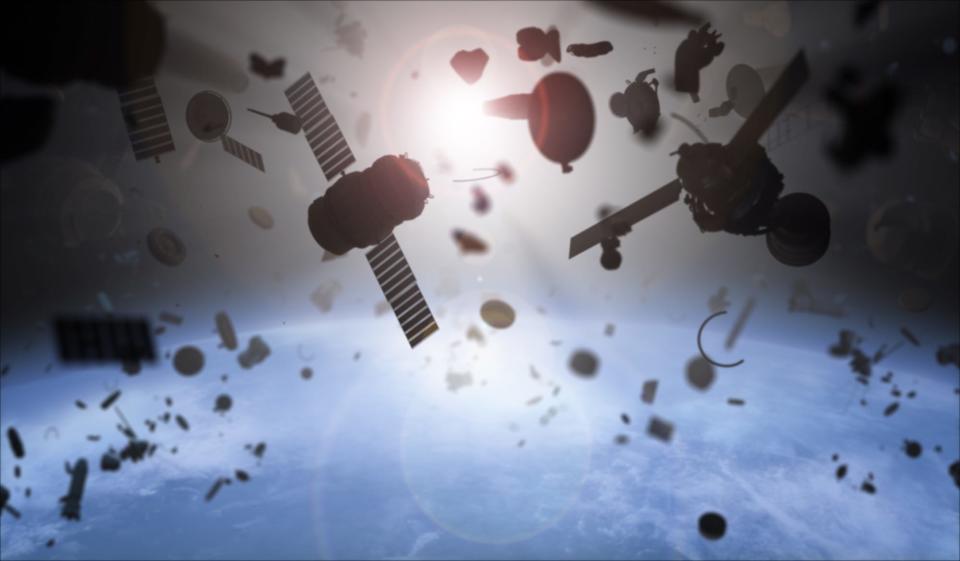 satellite crash collision space junk debris illustration shutterstock_276319031