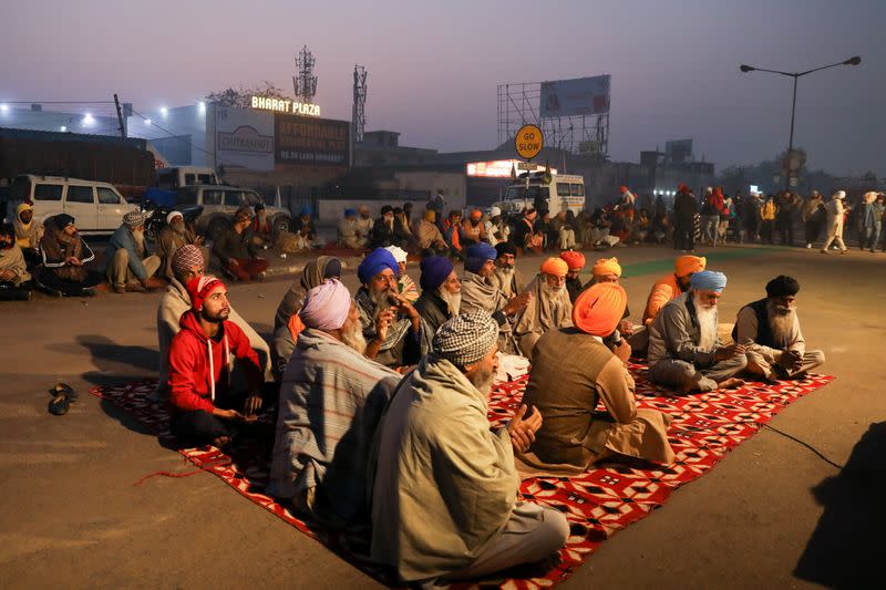 A protest against the newly passed farm bills, at Singhu border near Delhi