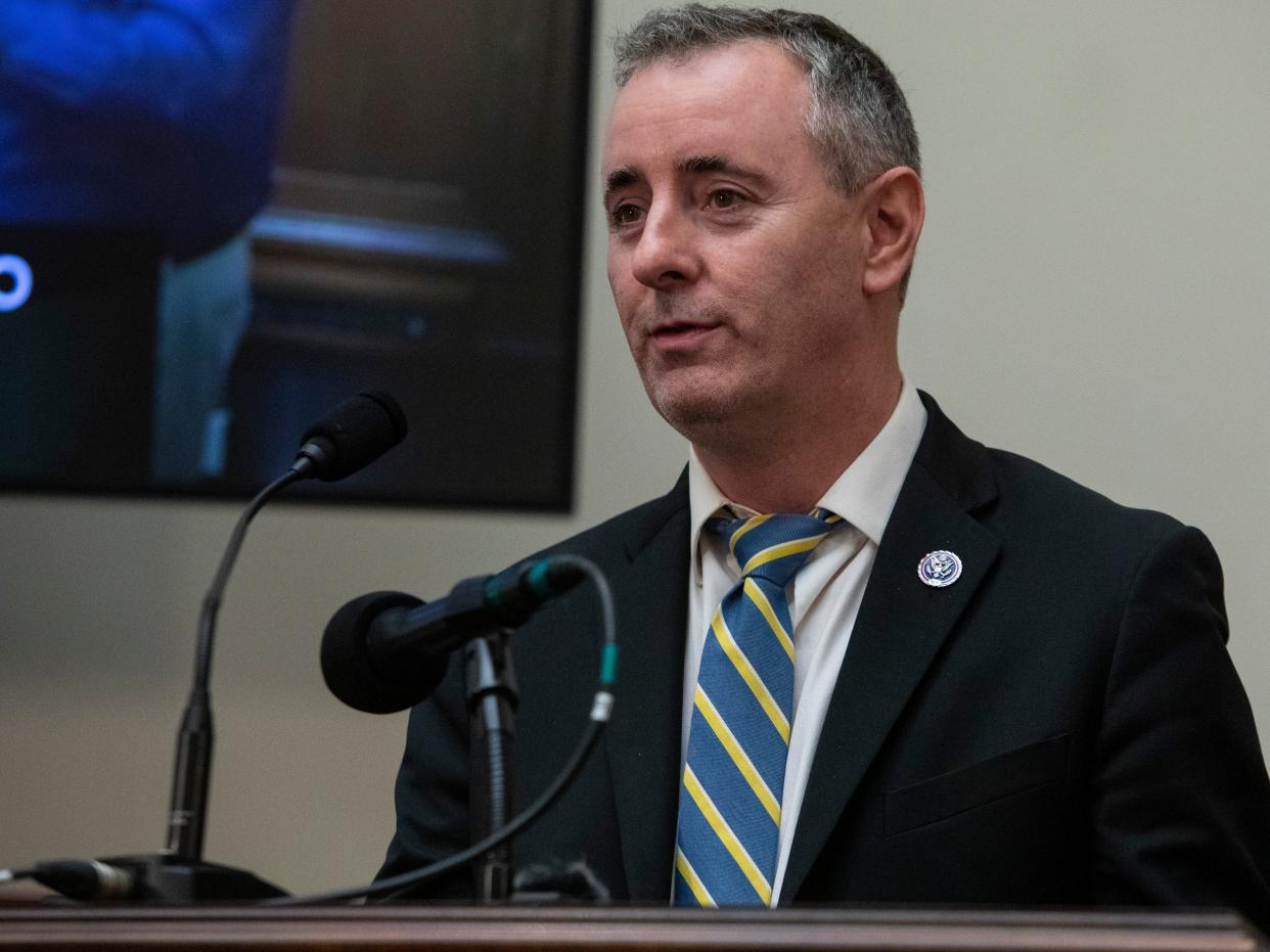 WASHINGTON, DC - JULY 26: Rep. Brian Fitzpatrick (R-PA), the new Republican co-chair of the Bipartisan Disabilities Caucus (BDC), speaks at a reception to celebrate the 32nd anniversary of the passing of the Americans With Disabilities Act on July 26, 2022 in Washington, DC. The event was hosted by Rep. Langevin (D-RI), founder and co-chair of the BDC and the first quadriplegic person to serve in Congress. (Photo by Anna Rose Layden/Getty Images)