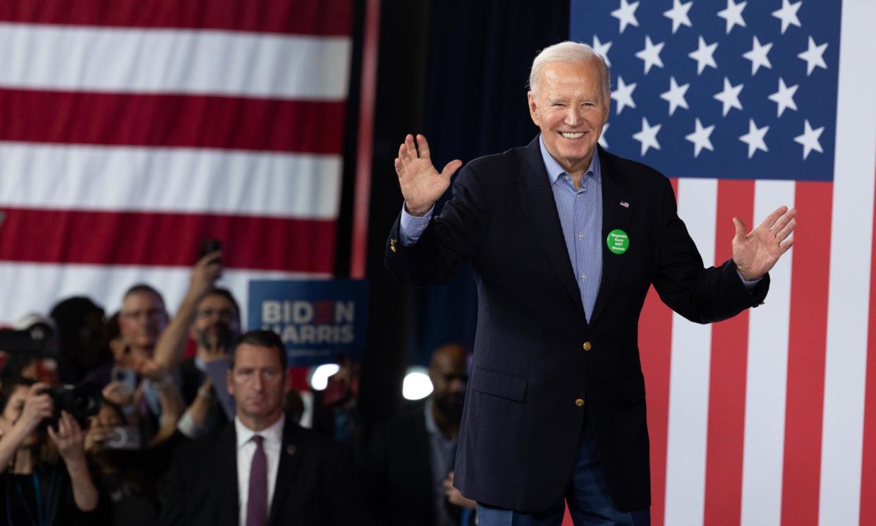 <span>US President Joe Biden campaigns in Atlanta, Georgia, on Saturday.</span><span>Photograph: Jessica Mcgowan/EPA</span>