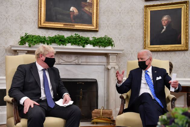 Biden and Johnson during their meeting on Tuesday in the Oval Office (Photo: NICHOLAS KAMM via Getty Images)