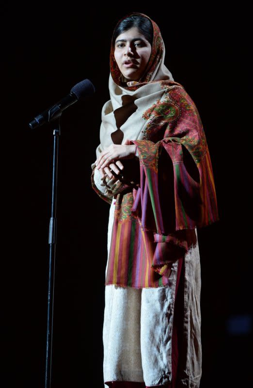 Malala Yousafzai attends at the Nobel Peace Prize Concert in The Spektrum in Oslo on December 11, 2014. On October 10, 2014, the Nobel committee awarded the peace prize to Yousafzai and Kailash Satyarthi, children's rights activists. File Photo by Rune Hellestad/UPI