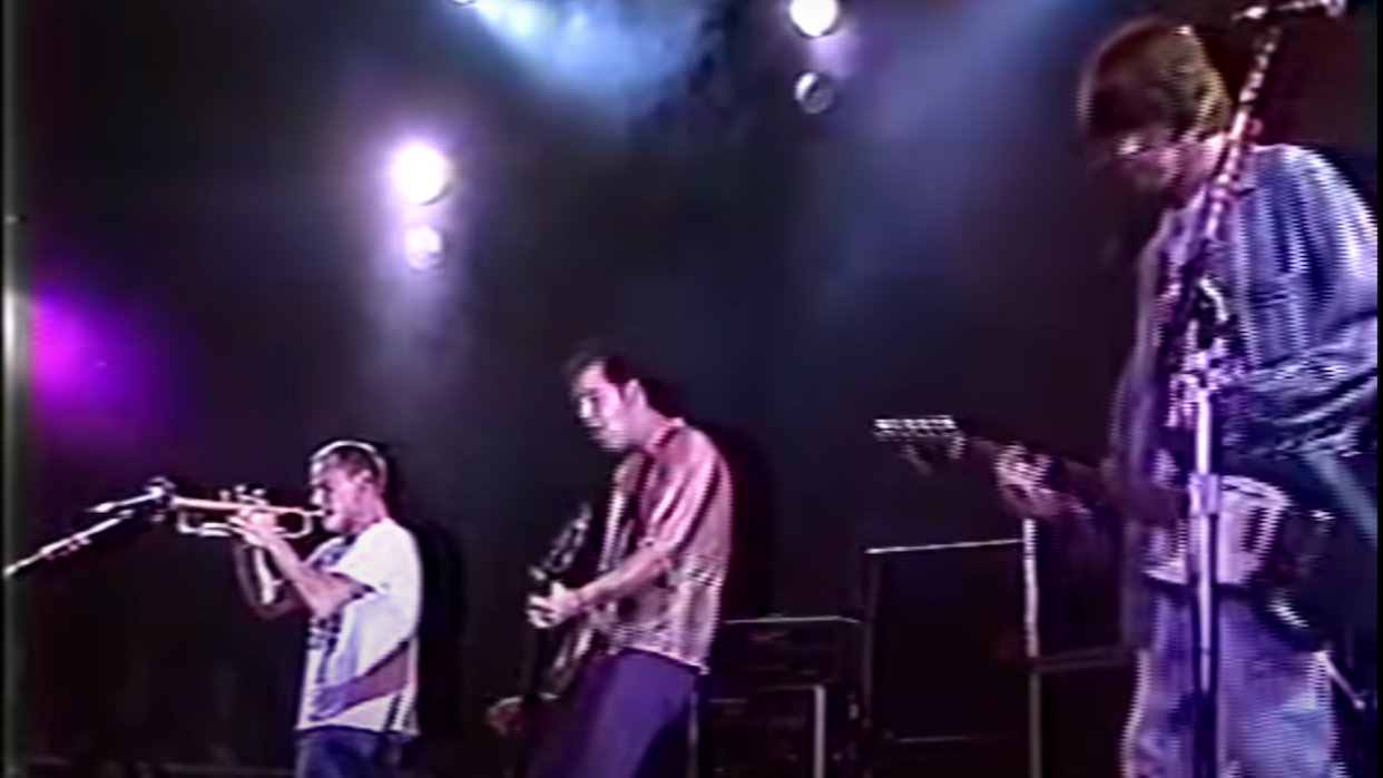  Flea playing trumpet with Nirvana in 1993. 