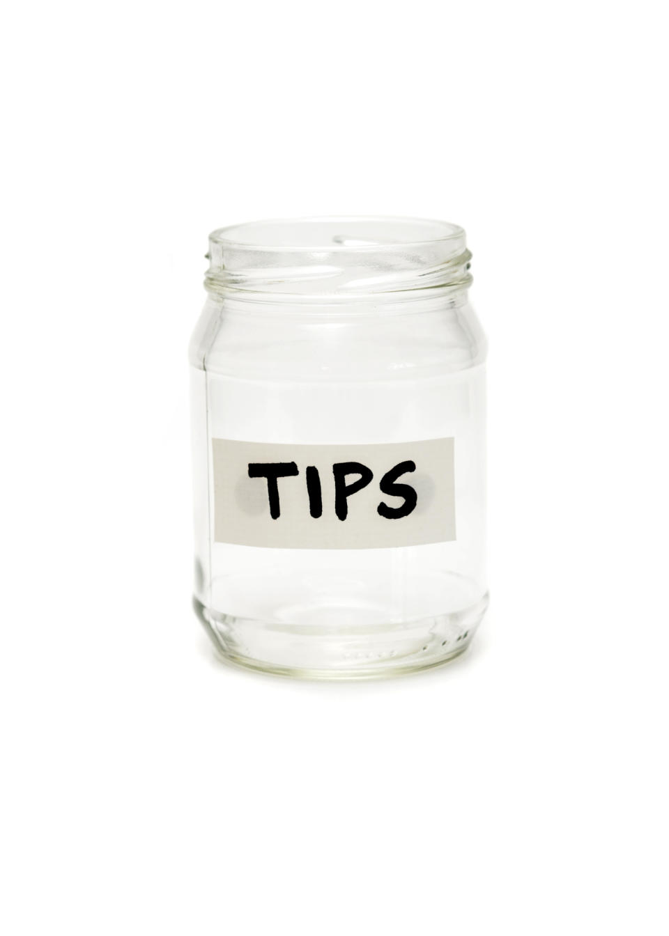 A jar that says "Tips"