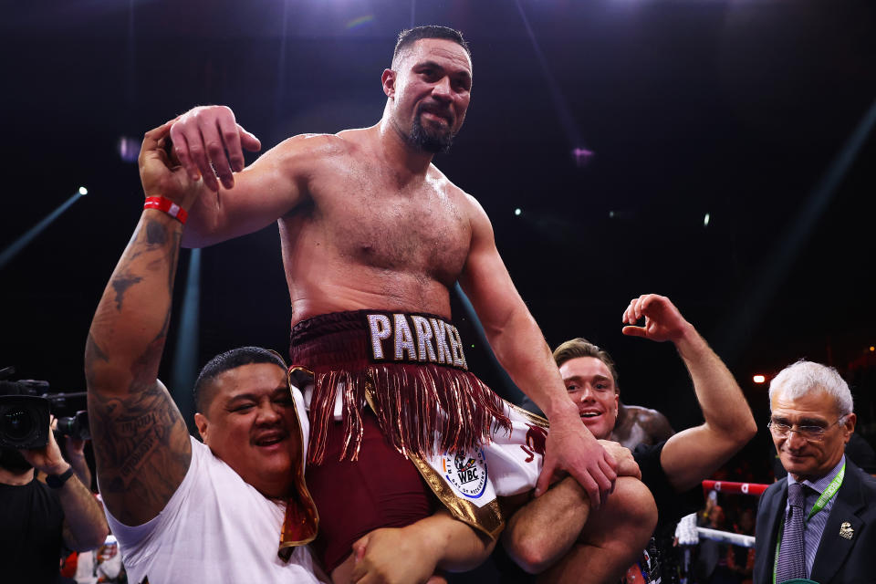 The New Zealand native Parker improved to 34-3 and sent Wilder to his third defeat in his last four fights. (Photo by Richard Pelham/Getty Images)