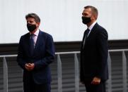 World Athletics President Sebastian Coe and CEO Jon Ridgeon inspect at the National Stadium, amid the coronavirus disease (COVID-19) outbreak in Tokyo