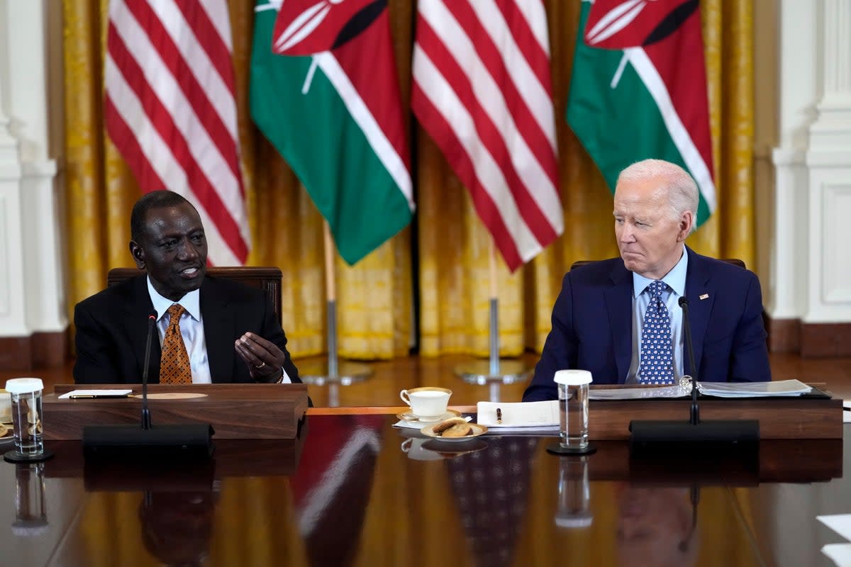 President Joe Biden and Kenya’s President William Ruto meet with business leaders in the East Room of the White House in Washington, Wednesday, May 22, 2024. (AP Photo/Susan Walsh) (AP)