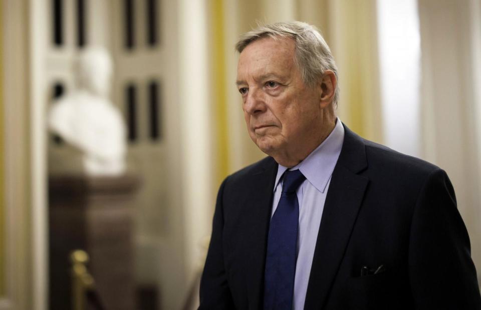 PHOTO: In this June 1, 2023, file photo, Senate Majority Whip Dick Durbin is shown at the US Capitol, in Washington, D.C. (Bloomberg via Getty Images, FILE)
